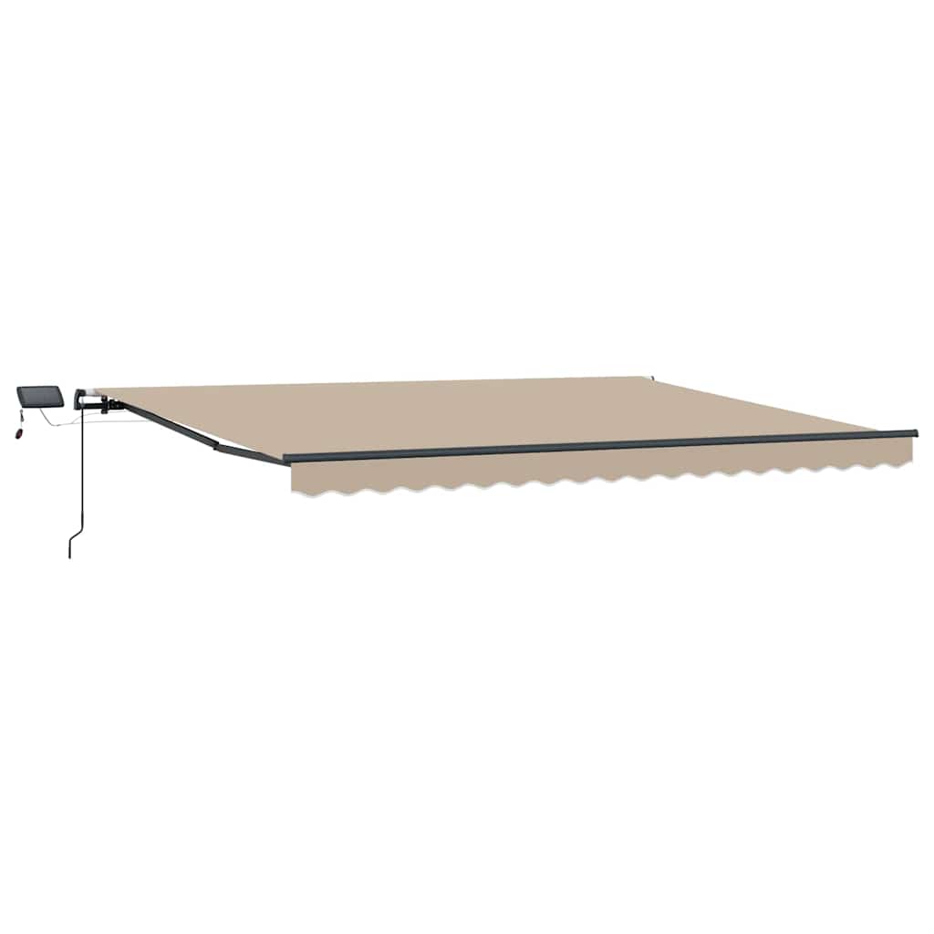 Toldo Retrátil com luzes de tira LED Bege 400 ×300 cm tecido