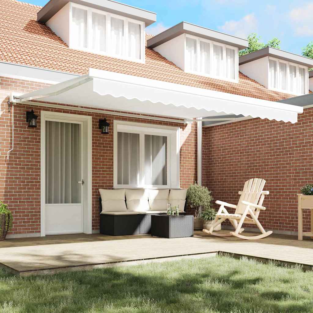 Toldo Retrátil Branco 400 ×300 cm Tecido e Metal