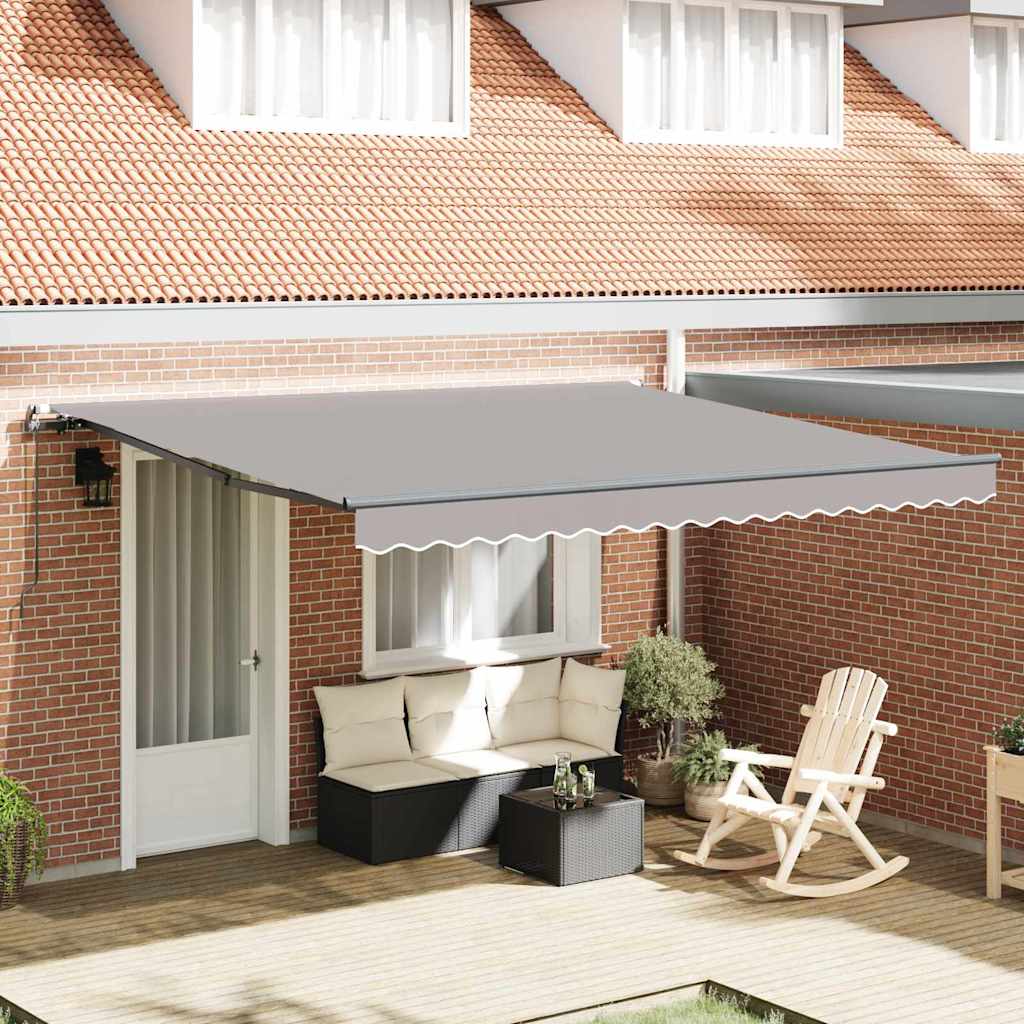 Toldo Retrátil Manual Cinzento-claro 400 × 300 cm tecido