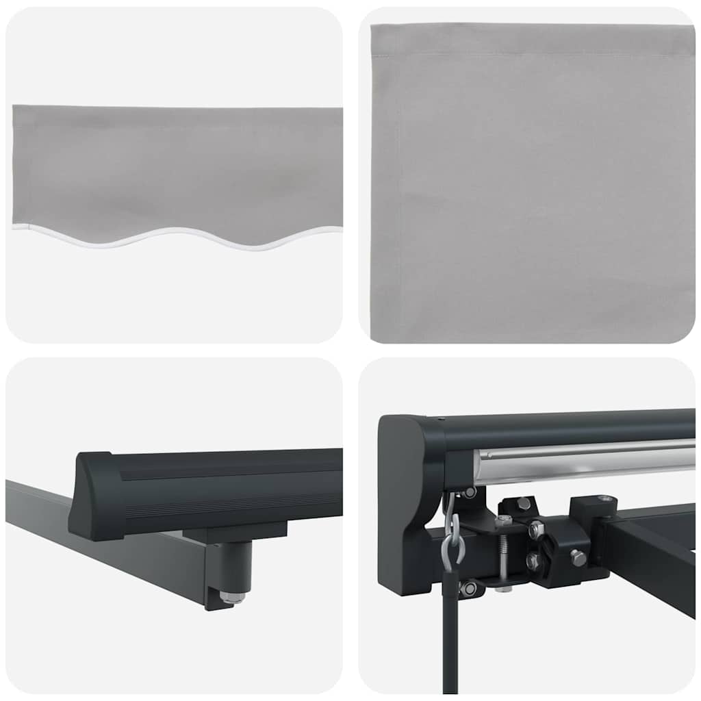 Toldo Retrátil Manual Cinzento-claro 400x300 cm tecido