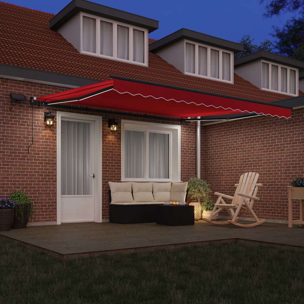 Toldo Retrátil Manual Vermelho 400 ×300 cm tecido