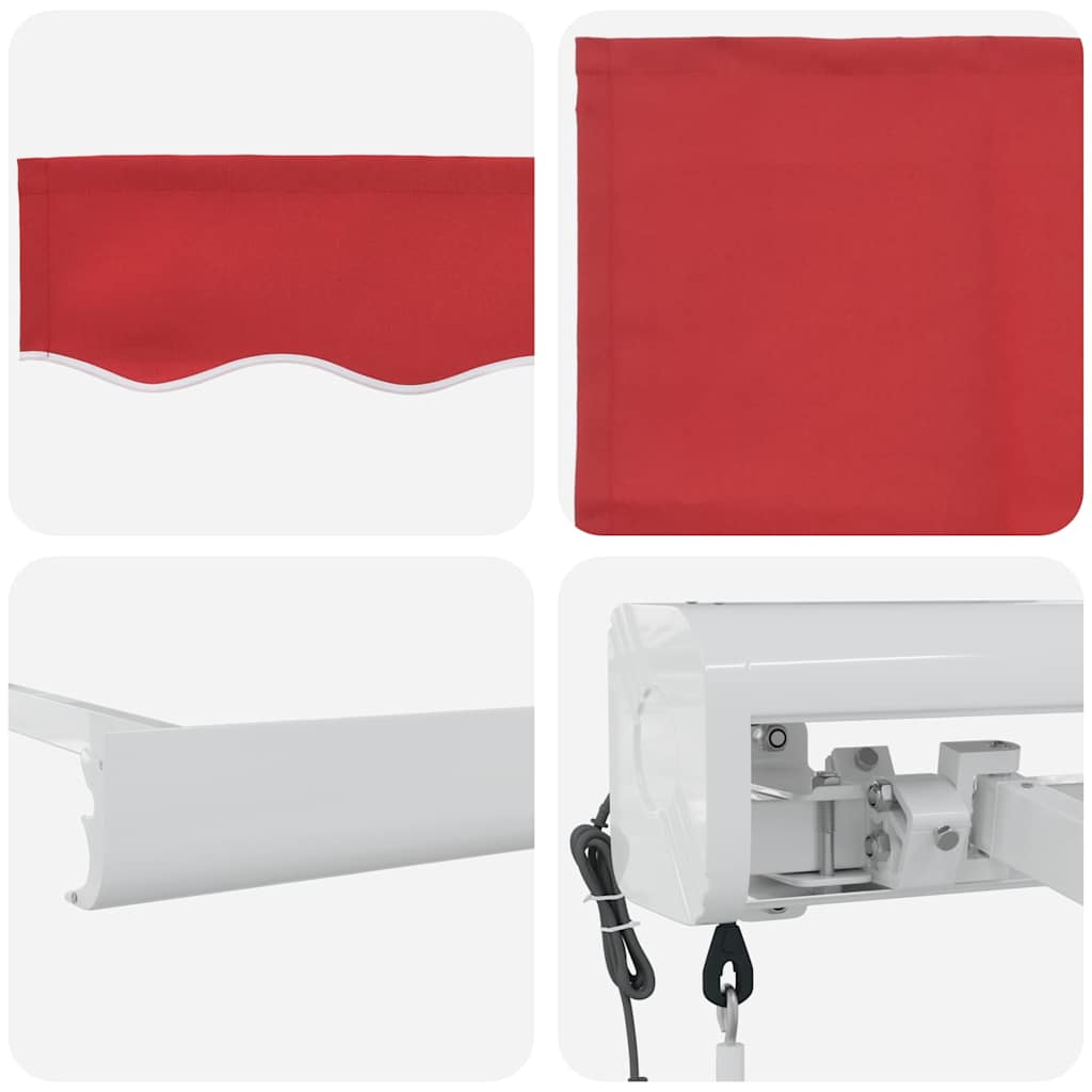 Toldo Retrátil Vermelho 400 ×300 cm Tecido e Metal
