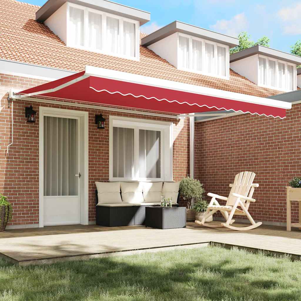 Toldo Retrátil Vermelho 400 ×300 cm Tecido e Metal