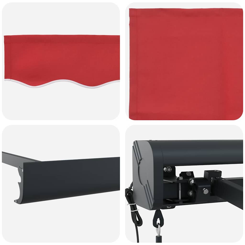 Toldo Retrátil Manual Vermelho 400 × 300 cm Tecido, Metal