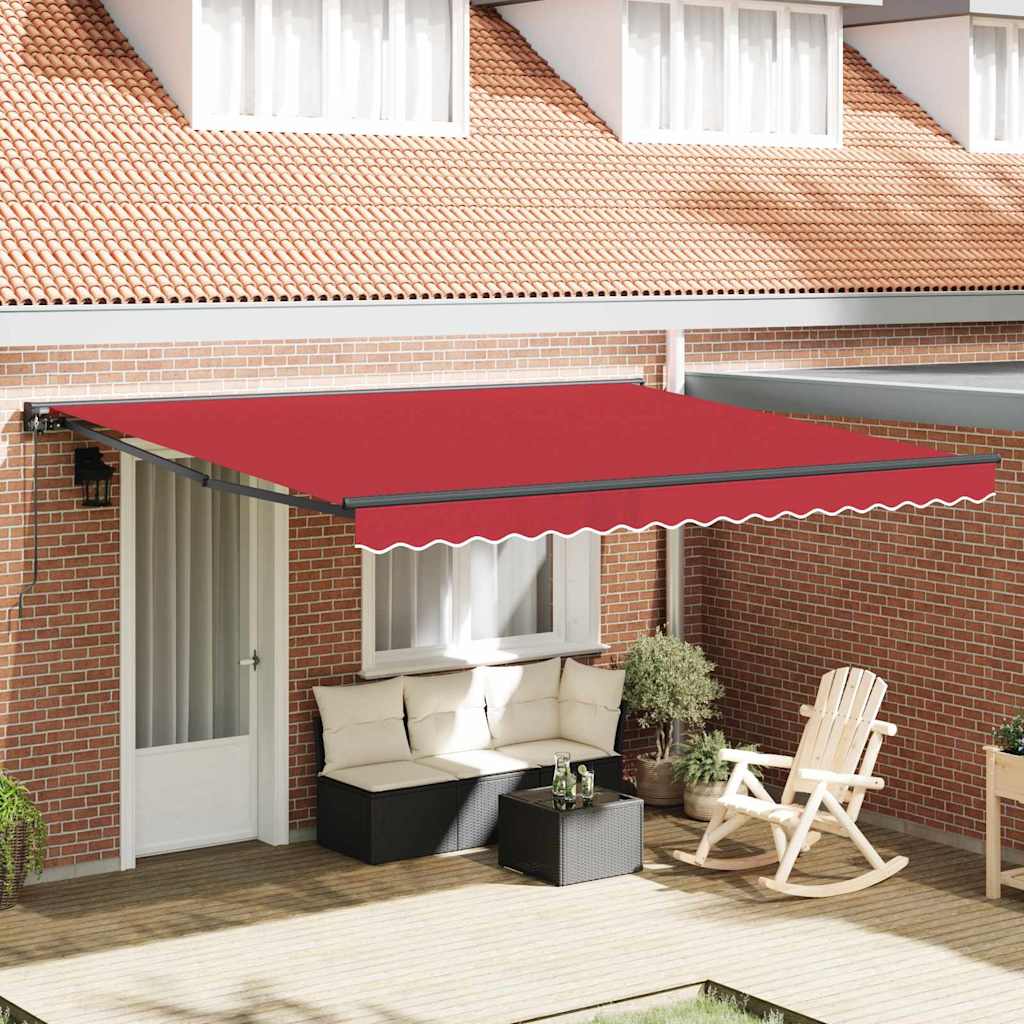 Toldo Retrátil Manual Vermelho 400x300 cm tecido