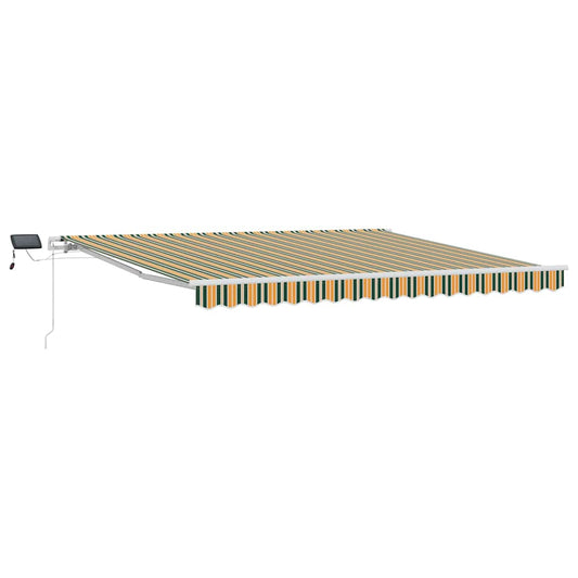 Toldo Retrátil Manual Verde e amarelo 400 × 300 cm Tecido e Aço