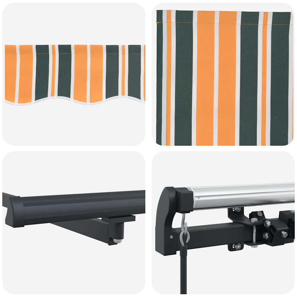 Toldo Retrátil Manual Verde e amarelo 400 × 300 cm tecido