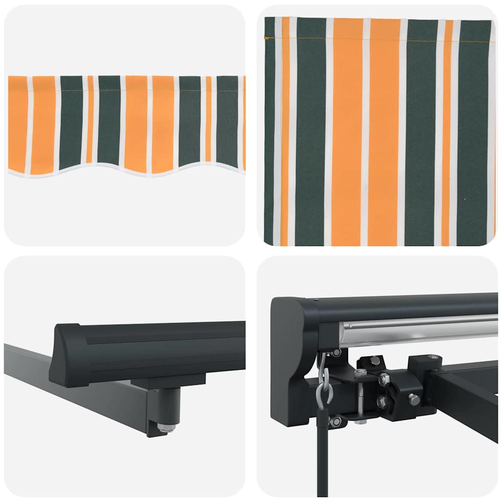 Toldo Retrátil Manual Verde e Amarelo 400x300 cm tecido