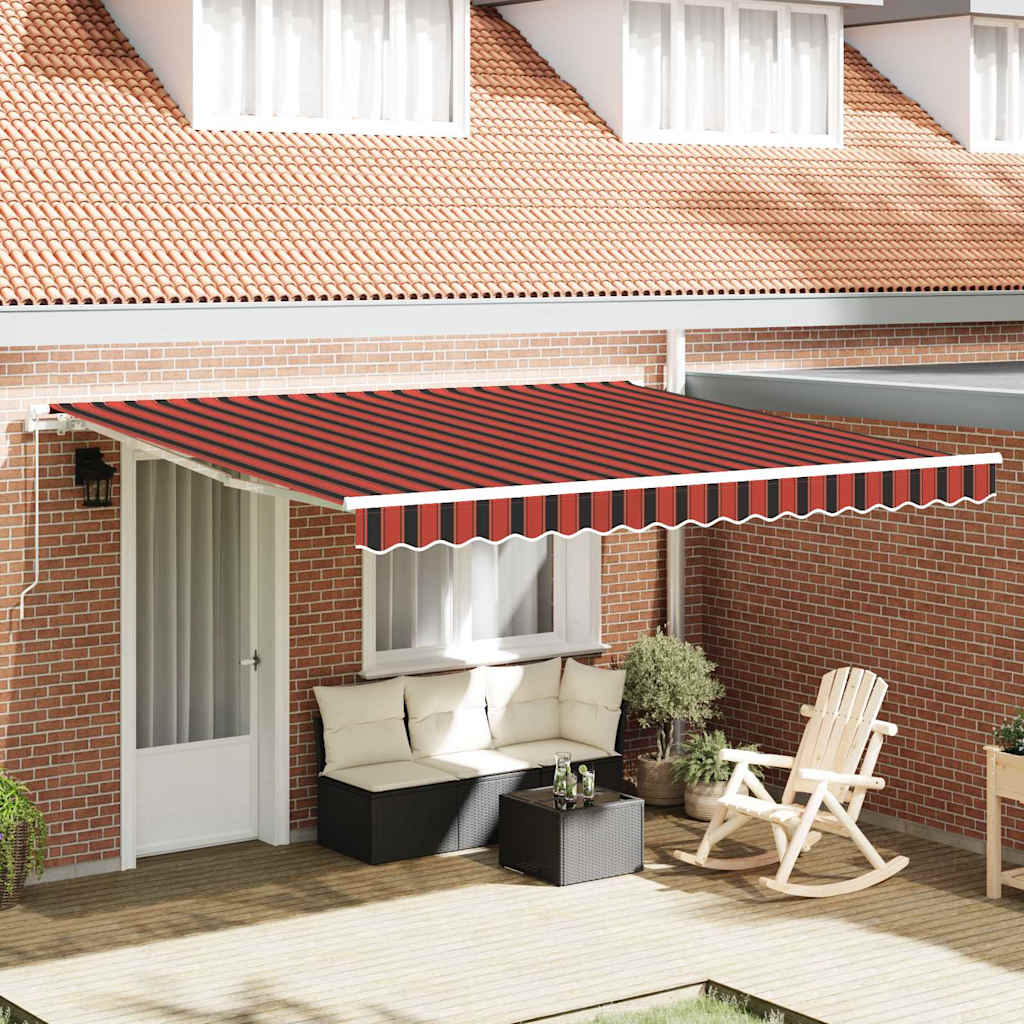 Toldo Retrátil laranja e castanho 400 × 350 cm Poliéster