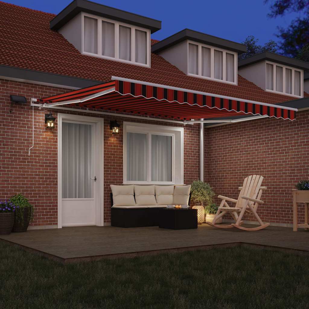 Toldo Retrátil com Manual laranja e castanho 400 ×350 cm tecido