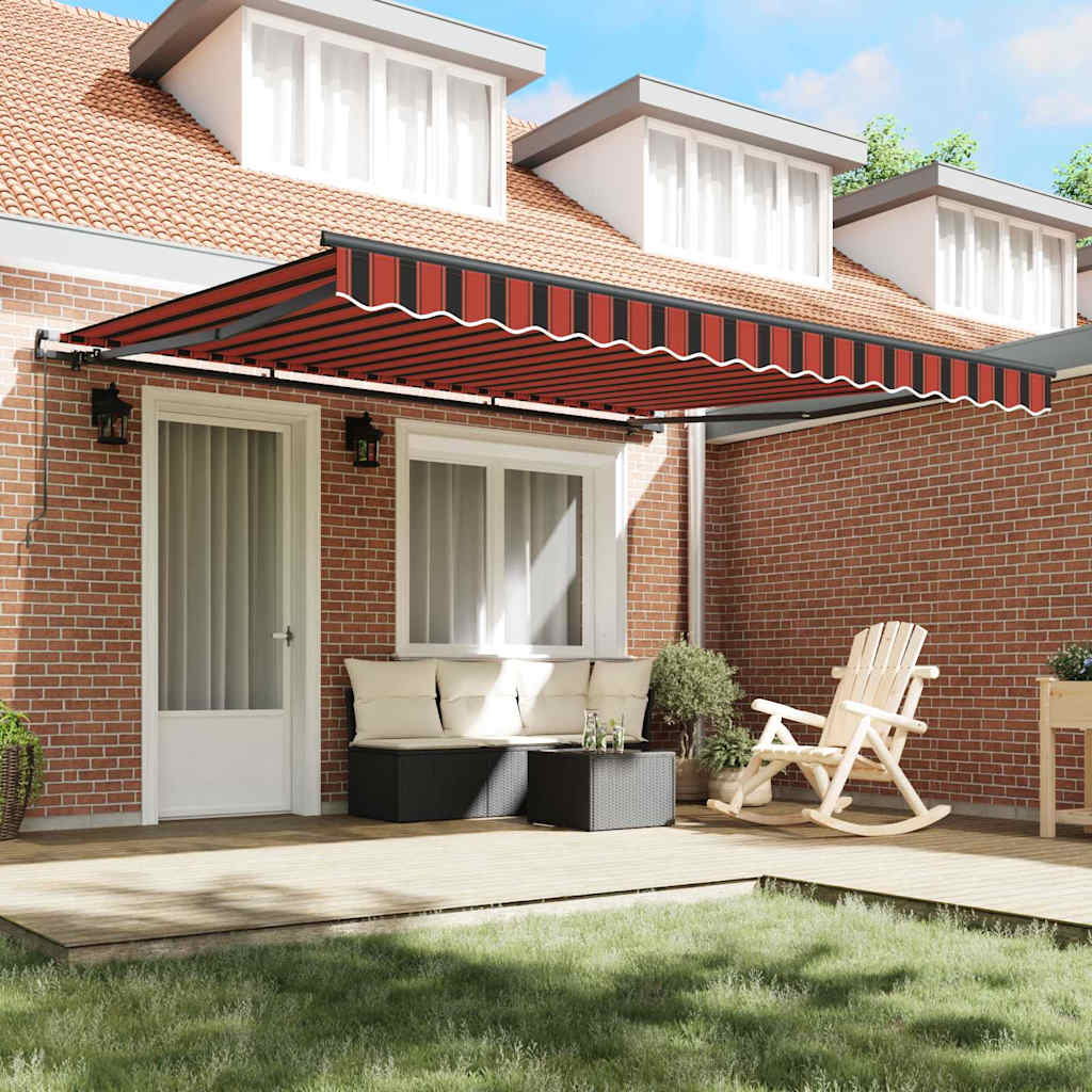 Toldo Retrátil Manual laranja e castanho 400 × 350 cm tecido