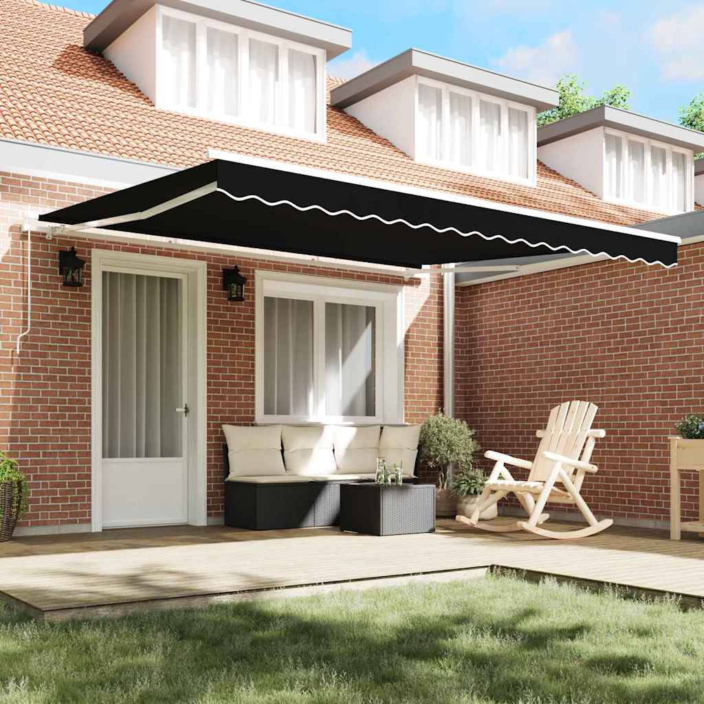 Toldo Retrátil Preto 400 × 350 cm Poliéster