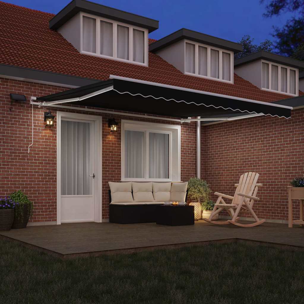 Toldo Retrátil com Manual Preto 400 ×350 cm tecido