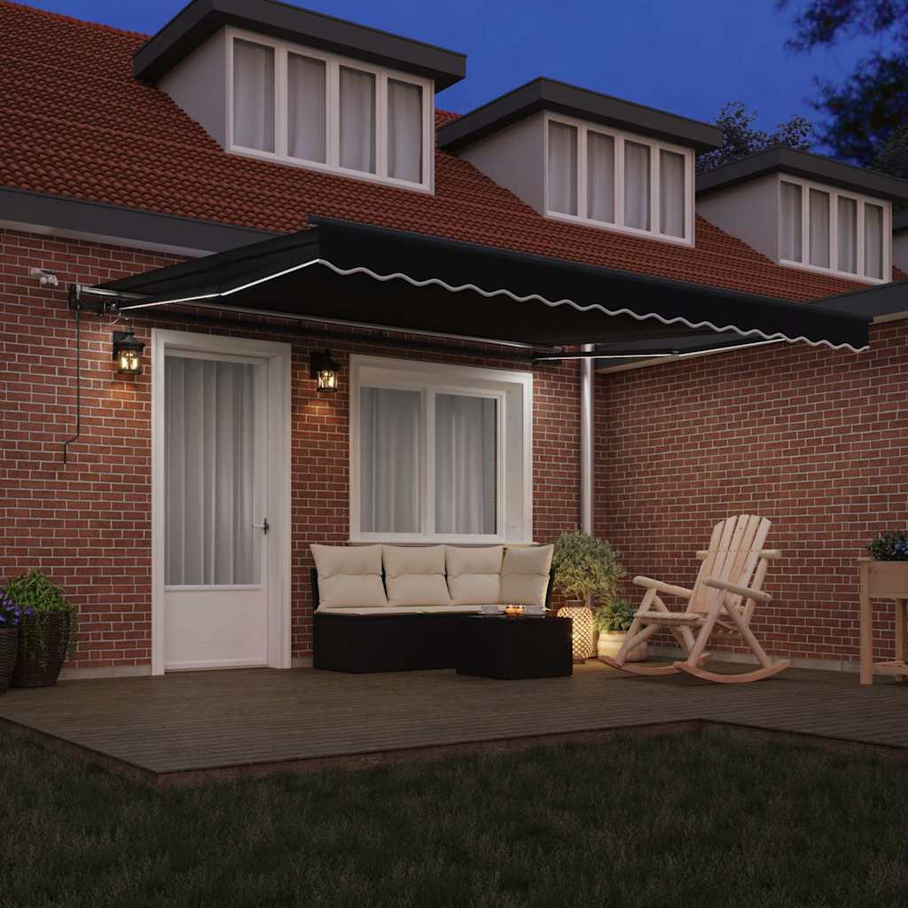 Toldo Retrátil com Preto 400 × 350 cm tecido