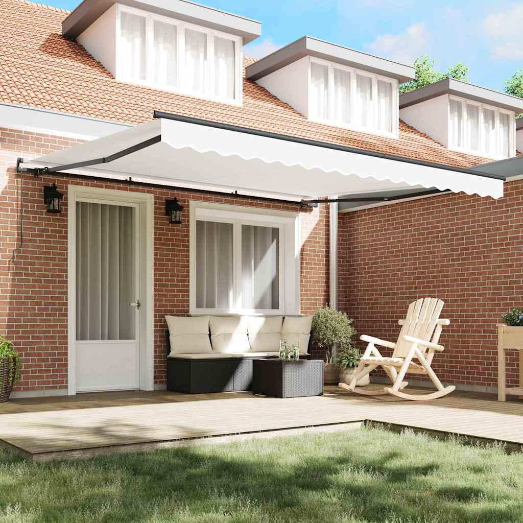 Toldo Retrátil Branco Manual Branco 400 × 350 cm tecido