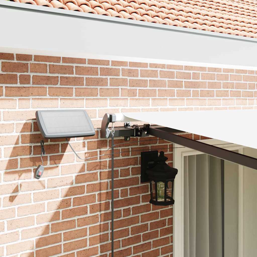 Toldo Retrátil com luzes de tira LED Branco 400 ×350 cm tecido