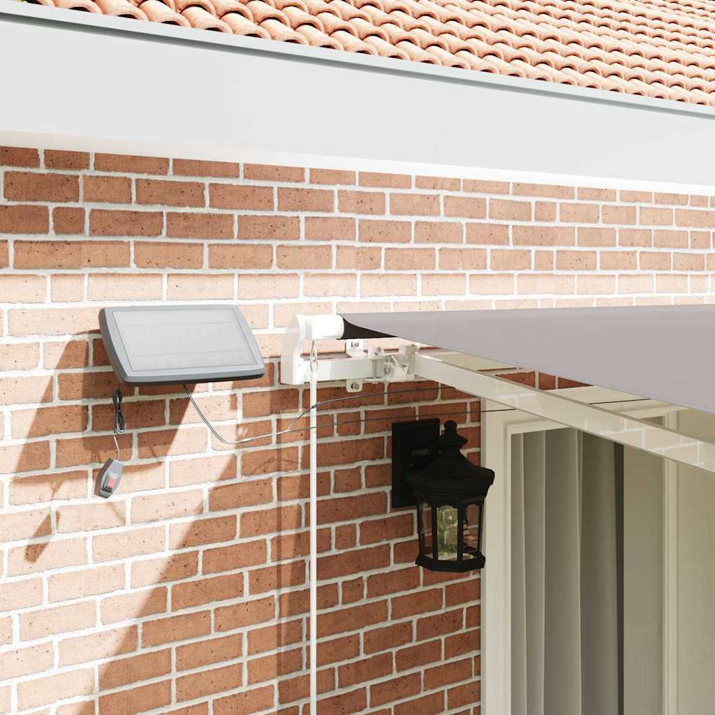 Toldo Retrátil com Manual Cinzento-claro 400 ×350 cm tecido