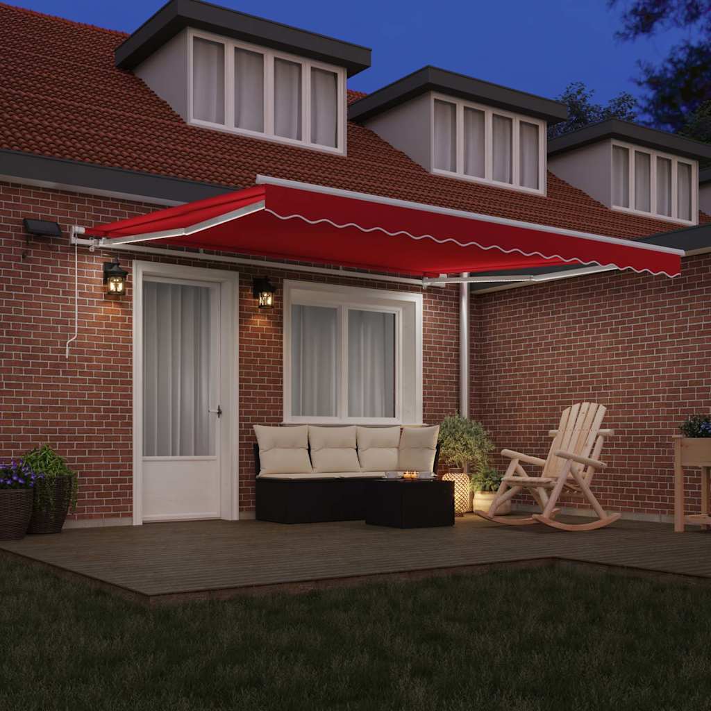 Toldo Retrátil com Manual Vermelho 400 ×350 cm tecido