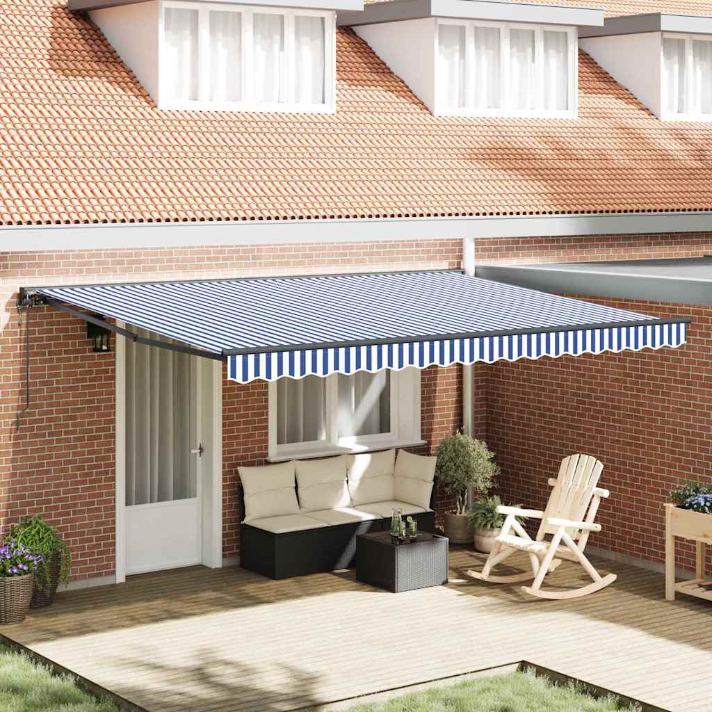 Toldo Retrátil Azul e Branco 450x300 cm tecido