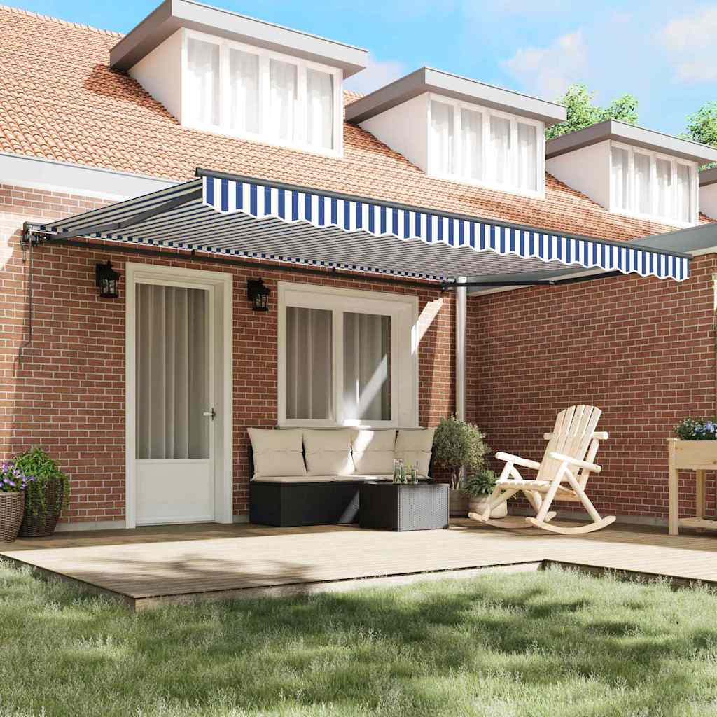 Toldo Retrátil Azul e Branco 450x300 cm tecido