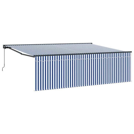 Toldo Retrátil Azul e Branco 400 × 300 cm Poliéster e Alumínio