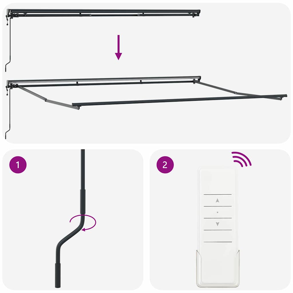 Toldo Retrátil Azul e Branco 400 × 300 cm Poliéster e Alumínio