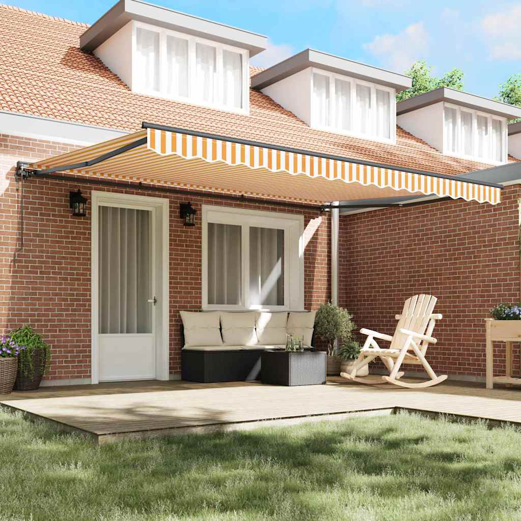 Toldo Retrátil Laranja e Branco 450x300 cm tecido