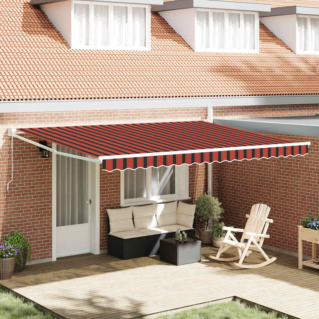 Toldo Retrátil laranja e castanho 450 × 300 cm Tecido e Metal