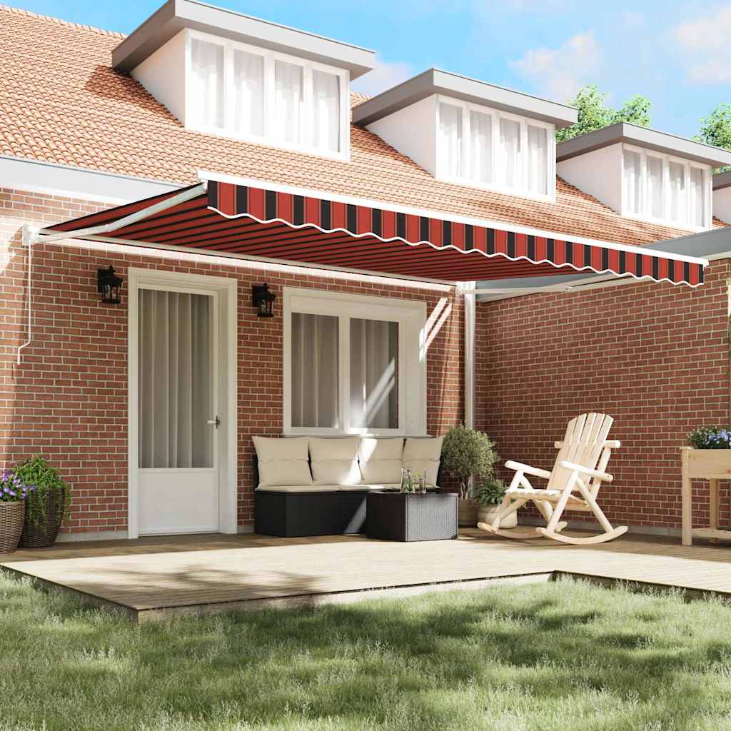 Toldo Retrátil laranja e castanho 450 × 300 cm Tecido e Metal