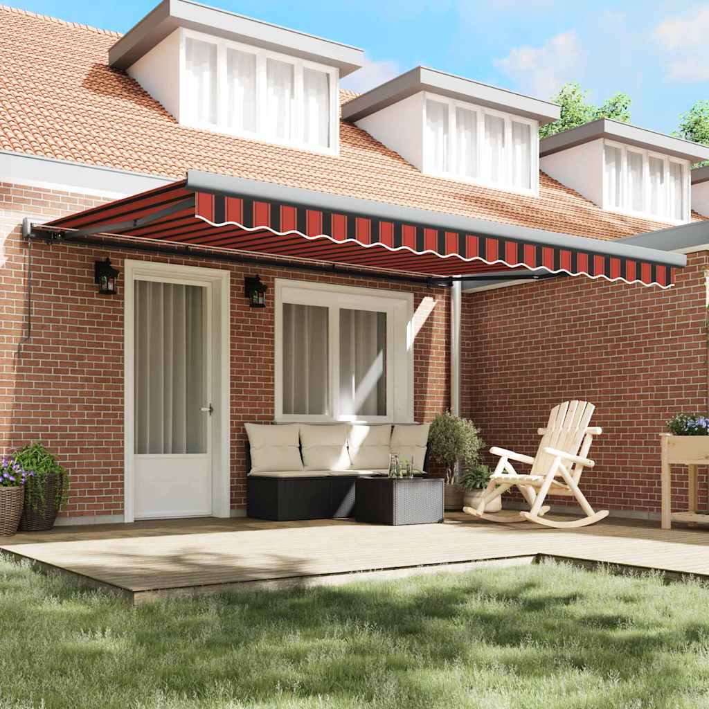 Toldo Retrátil Laranja e Marrom 450 ×300 cm Tecido e Metal