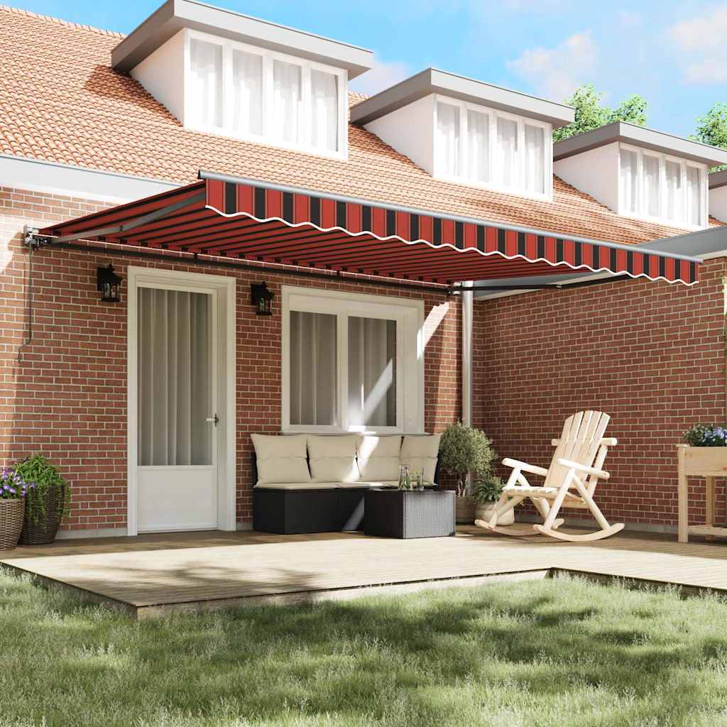 Toldo Retrátil Manual Laranja e Marrom 450x300 cm tecido