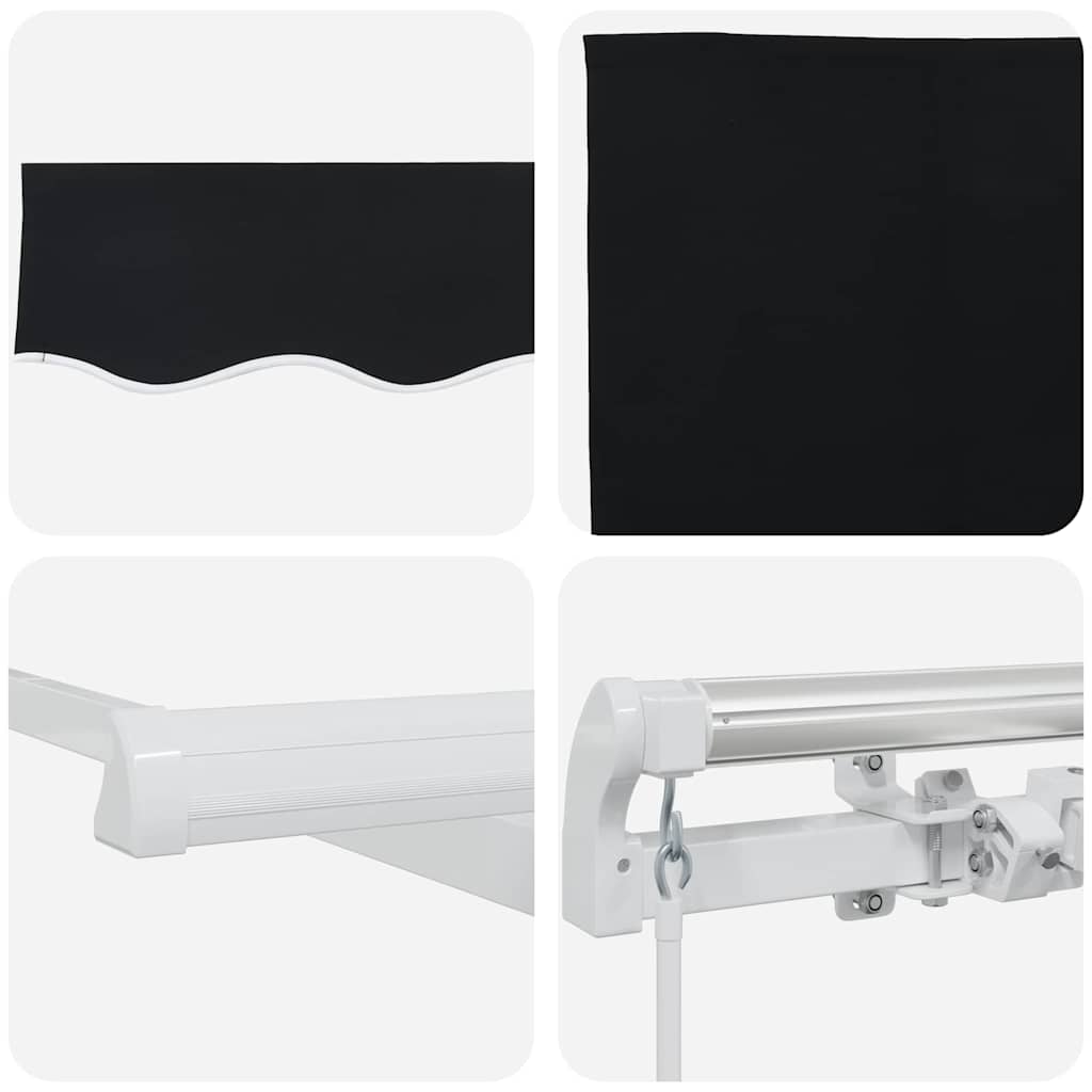 Toldo Retrátil Riscas Preto 450 × 300 cm Poliéster e Metal