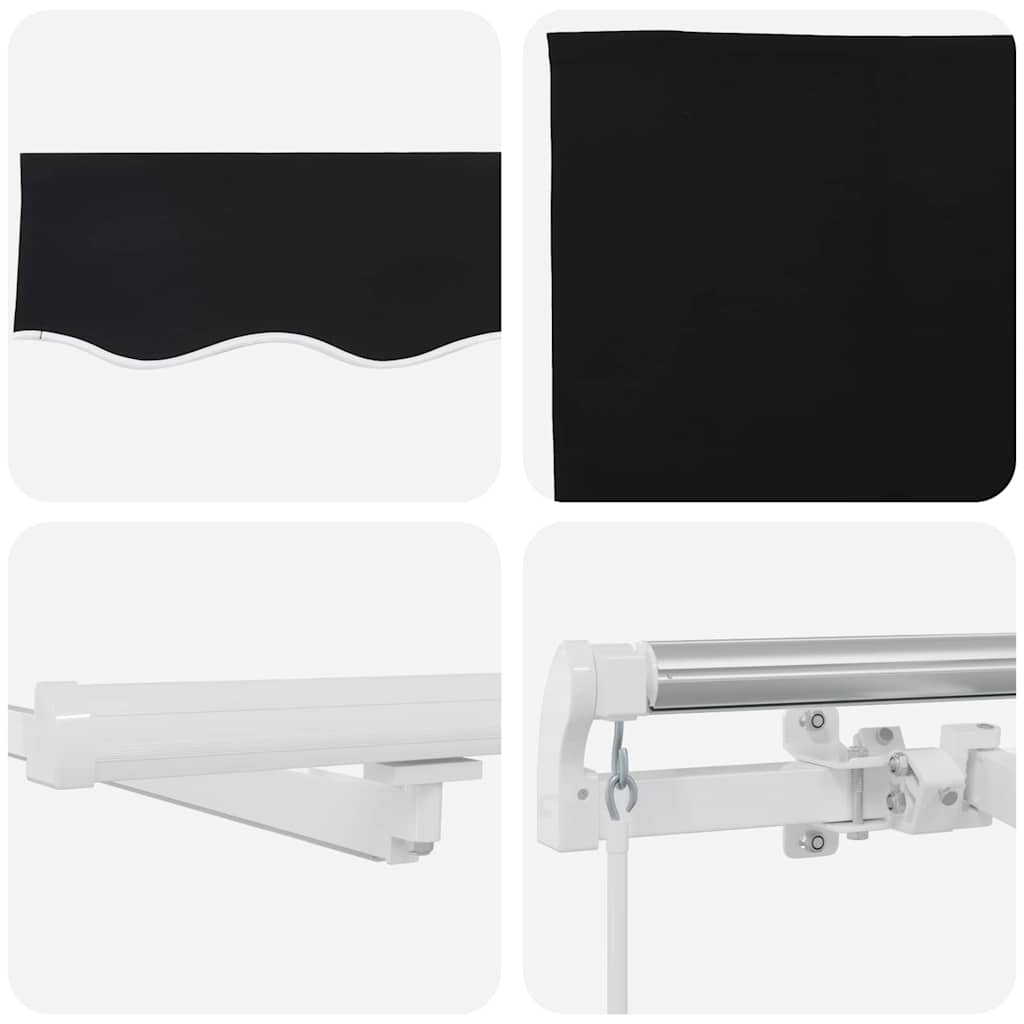 Toldo Retrátil com Manual Preto 450 ×300 cm tecido