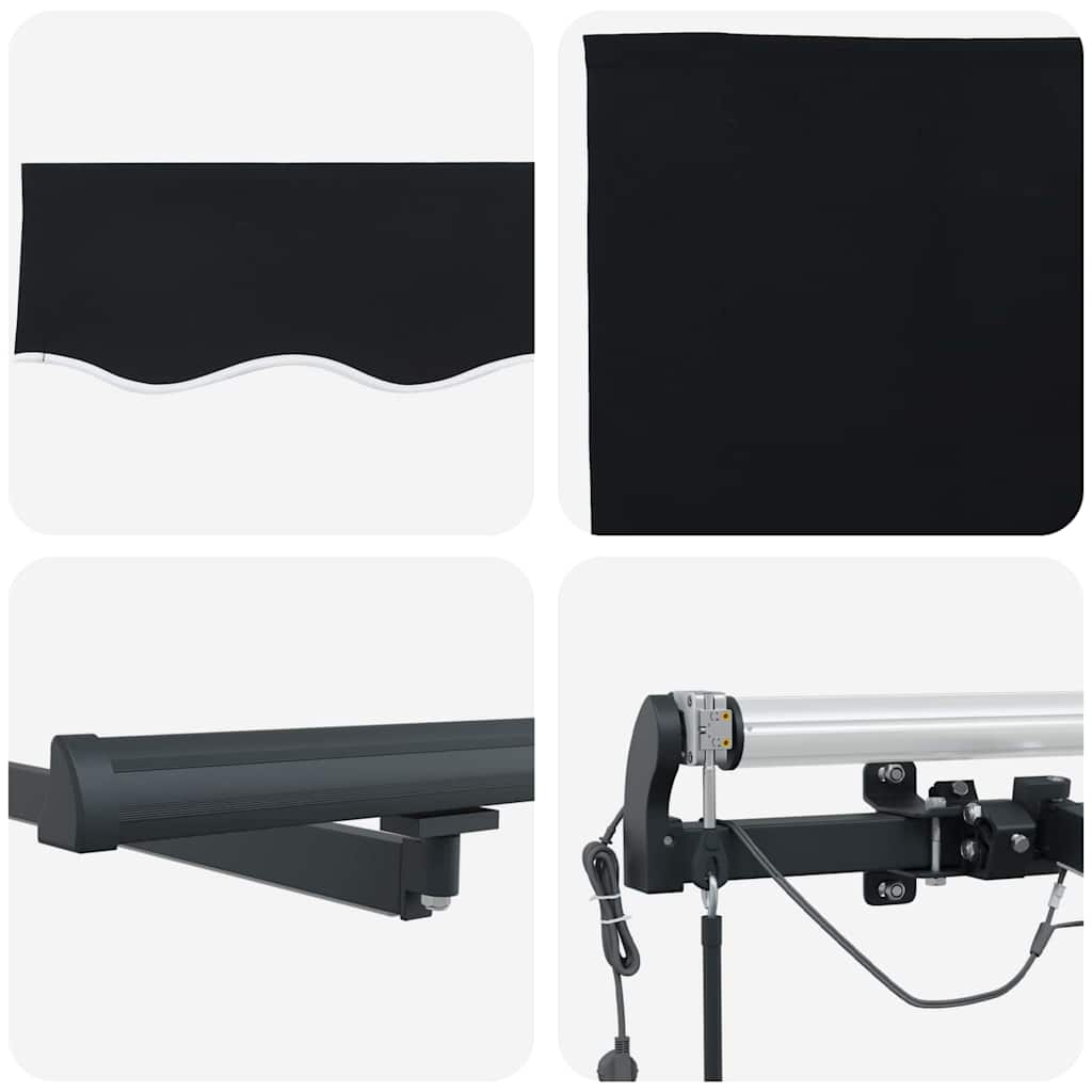 Toldo Retrátil com Preto 450 × 300 cm tecido