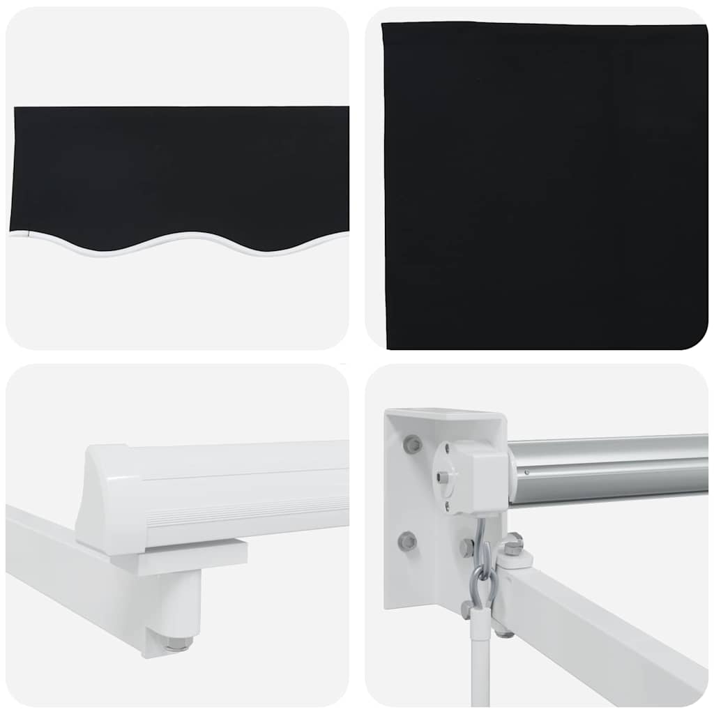 Toldo Retrátil Manual Preto 450 × 300 cm Poliéster e Metal