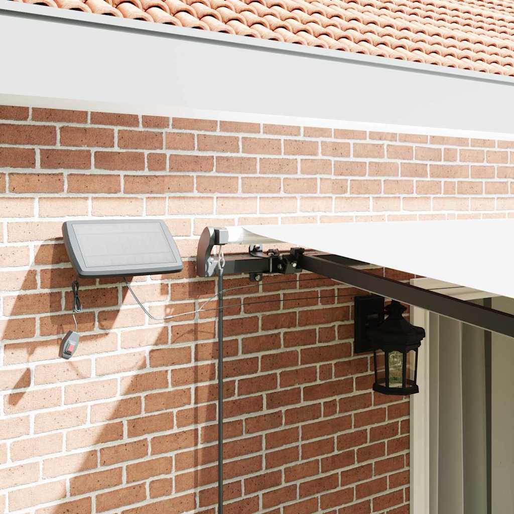 Toldo Retrátil com luzes de tira LED Branco 450 ×300 cm tecido