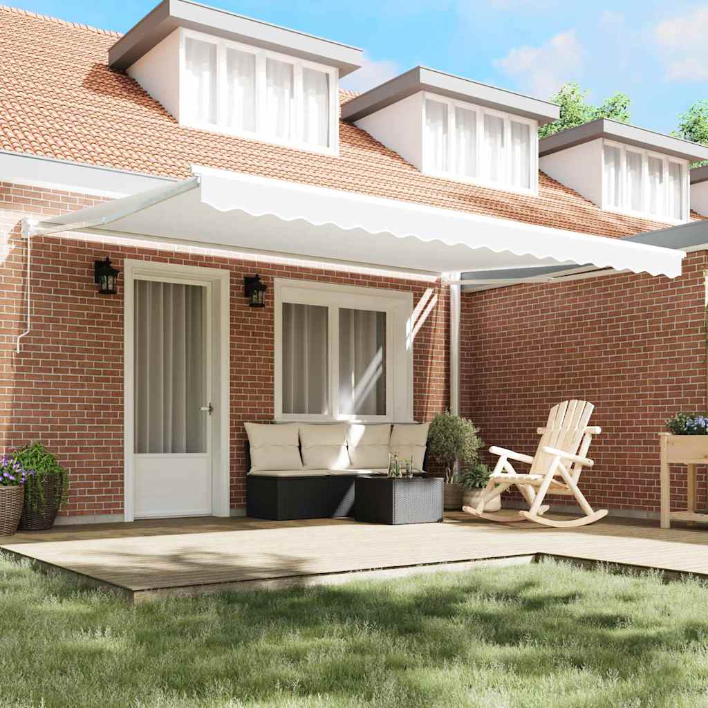 Toldo Manual Branco 4,5 × 3 m Poliéster e metal
