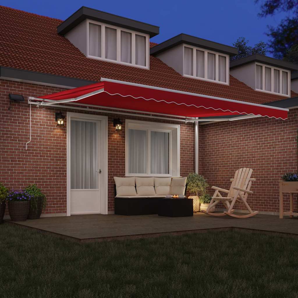 Toldo Retrátil com Manual Vermelho 450 ×300 cm tecido