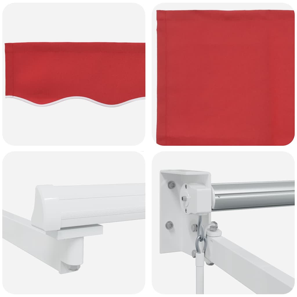 Toldo Manual Vermelho 4,5 × 3 m Poliéster e metal