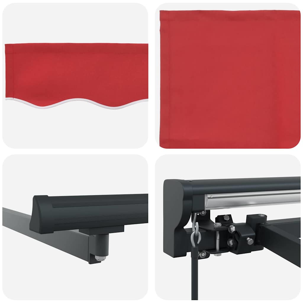 Toldo Retrátil Manual Vermelho 450x300 cm tecido