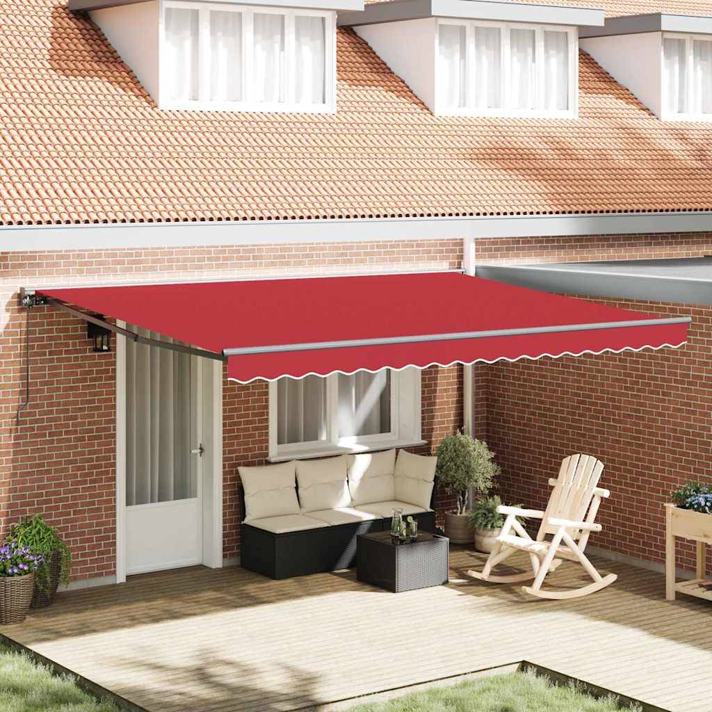 Toldo Retrátil Manual Vermelho 450x300 cm tecido