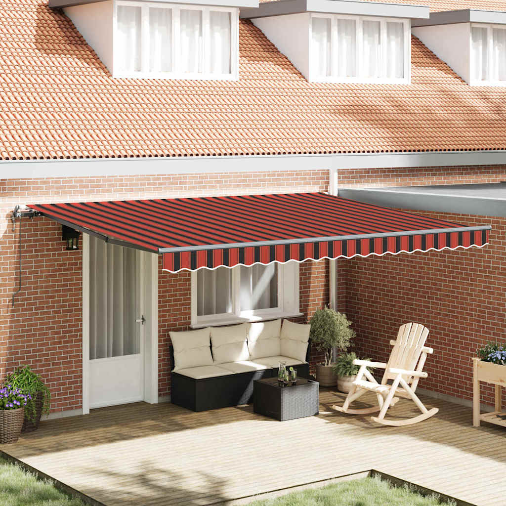 Toldo Retrátil laranja e castanho 450 ×350 cm tecido