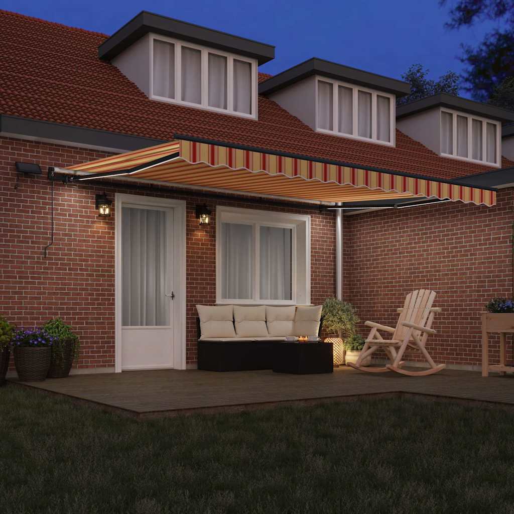 Toldo Retrátil Manual amarelo e laranja 450 ×350 cm tecido