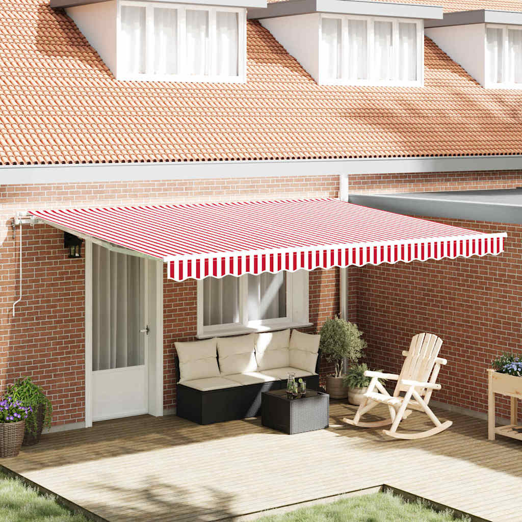 Toldo Retrátil 450 × 350 cm Vermelho e branco
