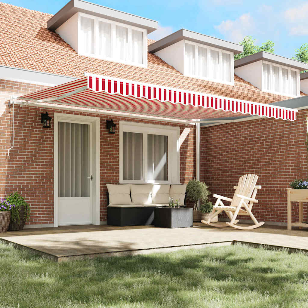Toldo Retrátil 450 × 350 cm Vermelho e branco