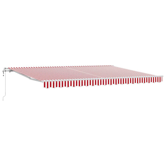 Toldo Retrátil Manual Vermelho e Branco 450 × 350 cm tecido