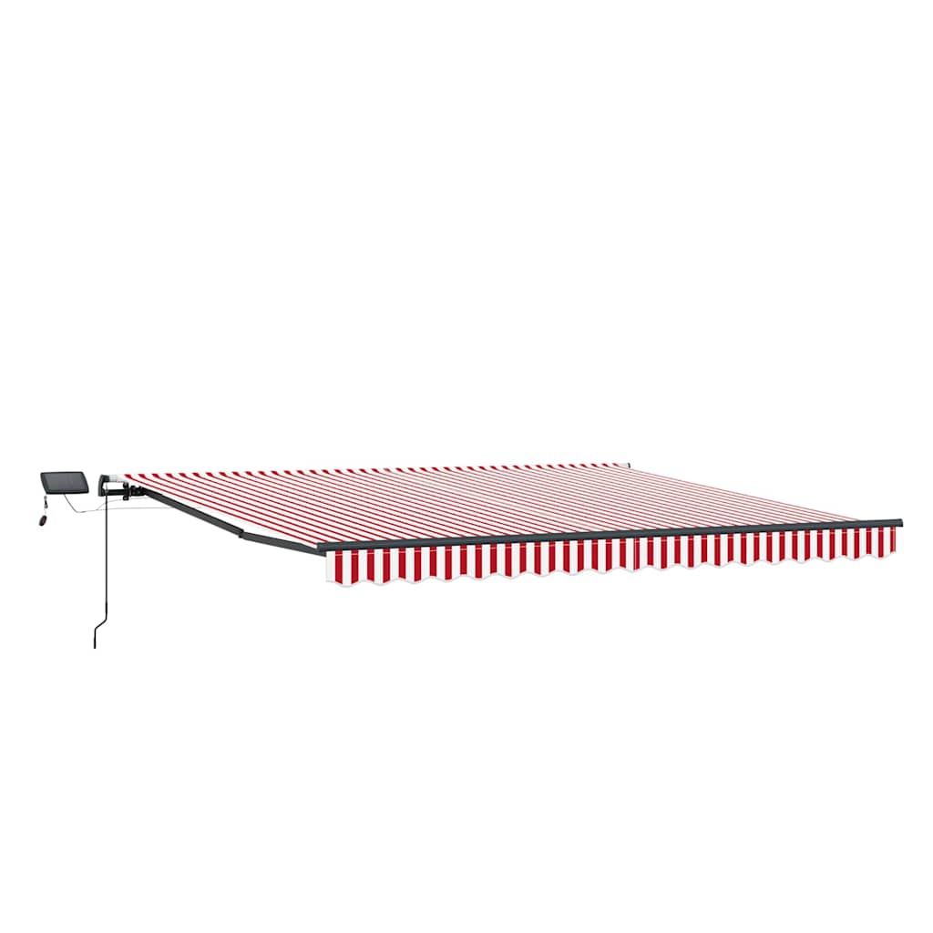 Toldo Retrátil Manual Vermelho e branco 450 ×350 cm tecido