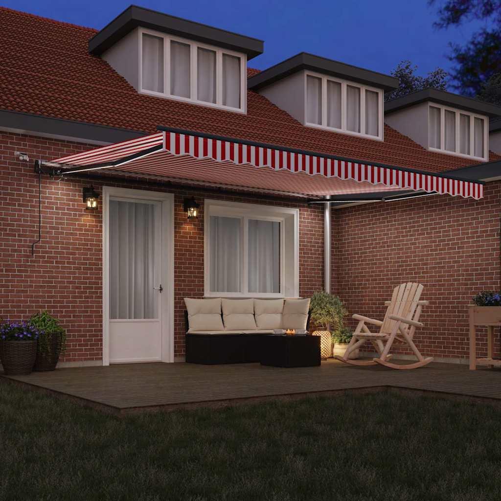 Toldo Retrátil com Vermelho e branco 450 × 350 cm tecido