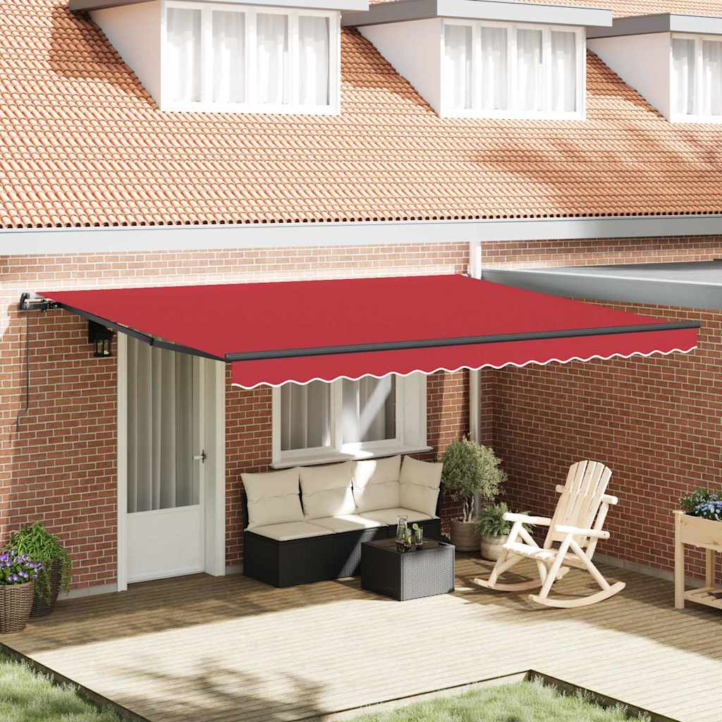 Toldo Retrátil Vermelho Manual Vermelho 450 × 350 cm tecido