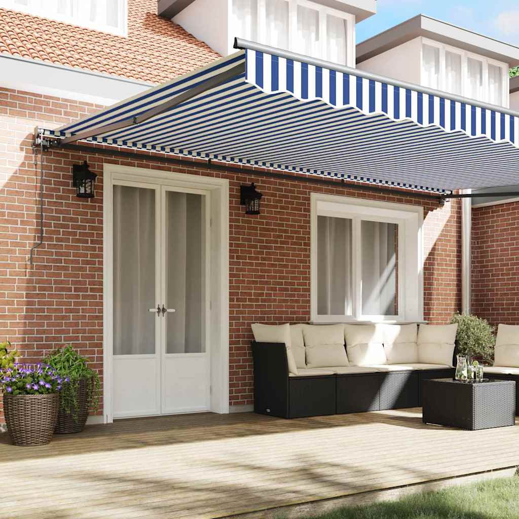 Toldo Retrátil Azul e Branco 500x300 cm tecido
